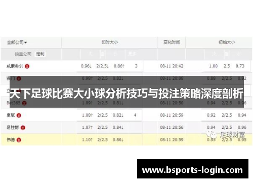 天下足球比赛大小球分析技巧与投注策略深度剖析